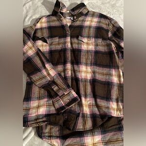 Old Navy Plaid Button Down Shirt - Brown, Pink, and Cream